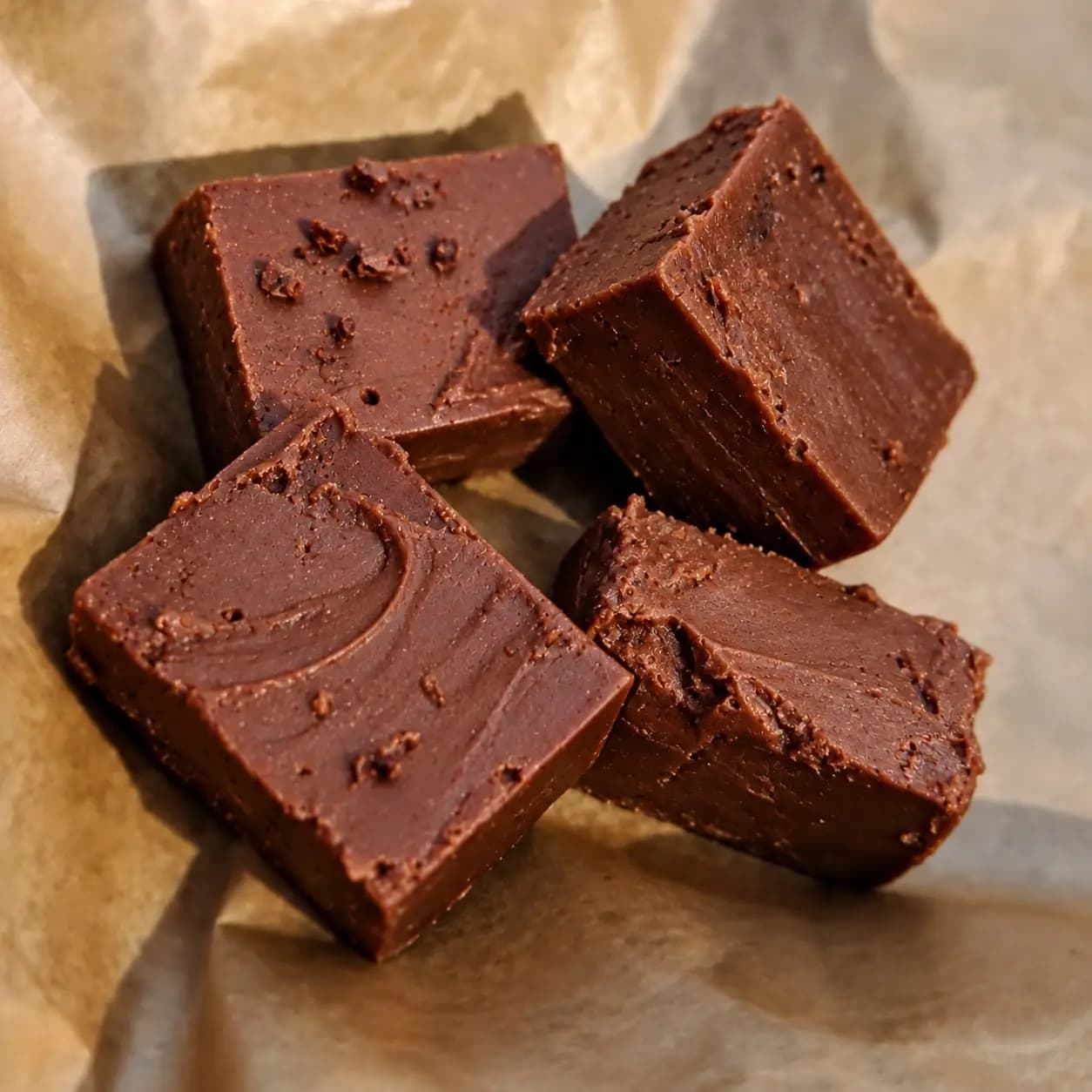 Prague Liquor Fudge pieces with a rich chocolate texture